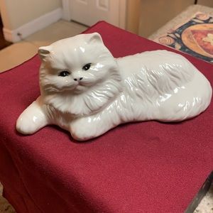 White Persian Ceramic Adorable Cat.  It is marked on bottom.